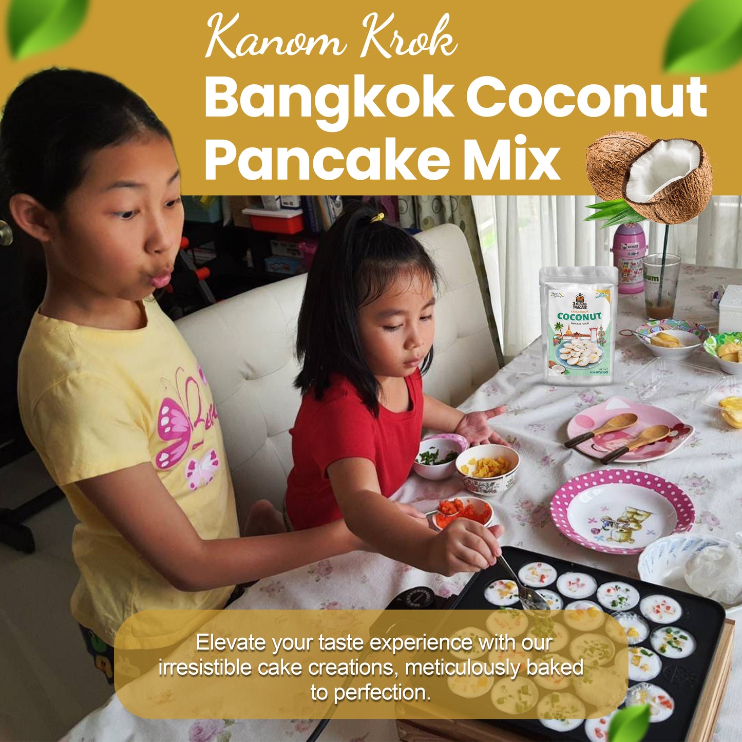 Kanom Krok Bangkok, Coconut Pancake Mix, thai coconut pancake, Just add water